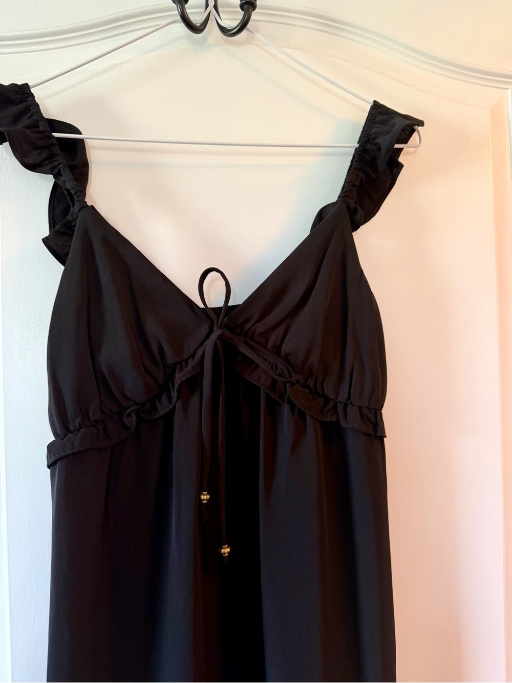 Kingston Grey Black Ruffled Strap Maxi Dress